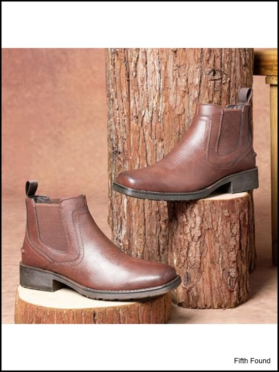 Men\'s Square Toe Chelsea Boots Slip On Ankle Dress Boots